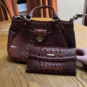 Brahmin Leather bag in Cocoa with matching wallet set